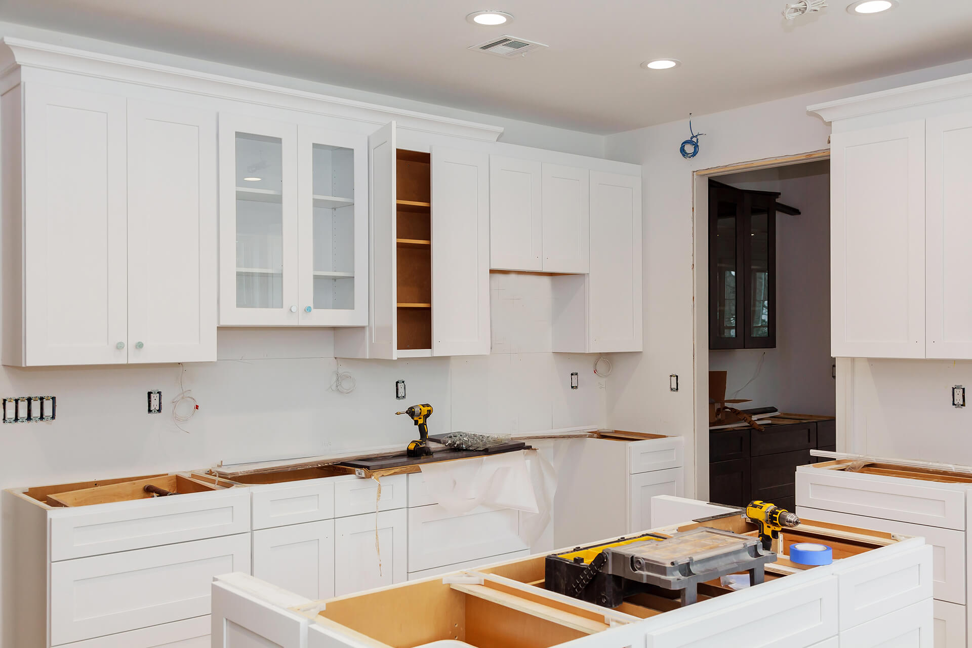 Installing new induction hob modern kitchen